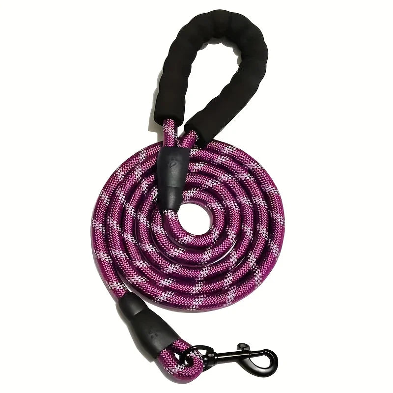 Reflective Dog Lead With Comfortable Padded Handle - Double Heavy Duty Traction Rope For Strong Dogs - Enhance Safety And Control