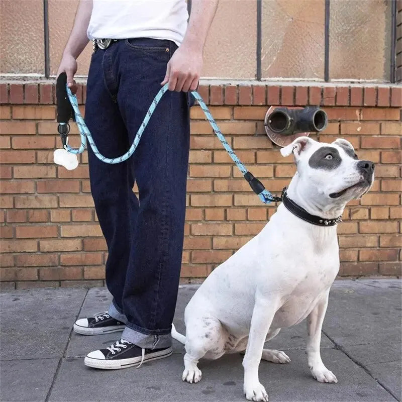 Reflective Dog Lead With Comfortable Padded Handle - Double Heavy Duty Traction Rope For Strong Dogs - Enhance Safety And Control