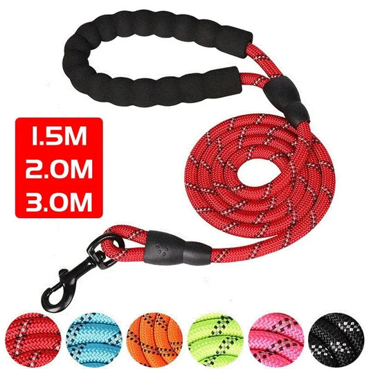Reflective Dog Lead With Comfortable Padded Handle - Double Heavy Duty Traction Rope For Strong Dogs - Enhance Safety And Control