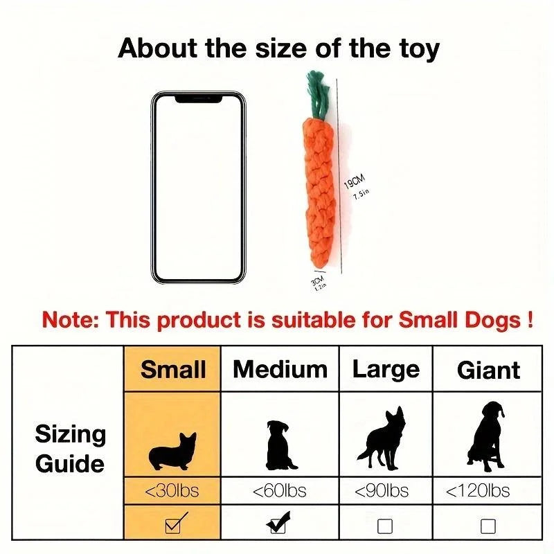 1pc Carrot Pet Knot Toy for Dogs